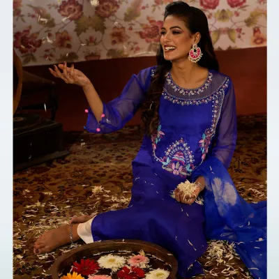 AS-SIRAT | Stitched 3 Pc | Royal Blue